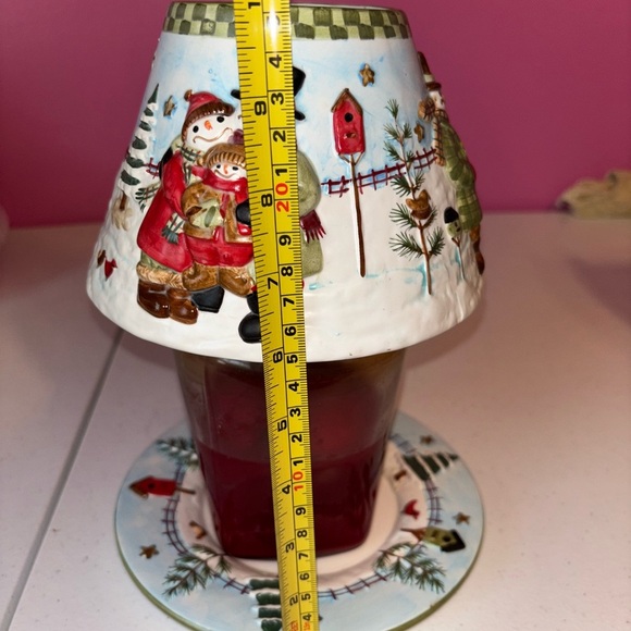 Festive Red and White Snowman Candle Top and Plate - Picture 4 of 11